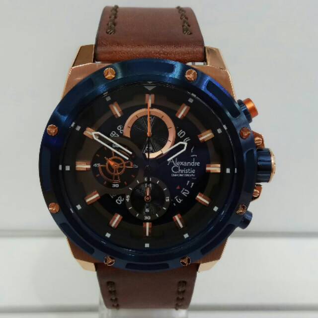 Jam tangan Alexandre Christie AC 6506 biru rose gold