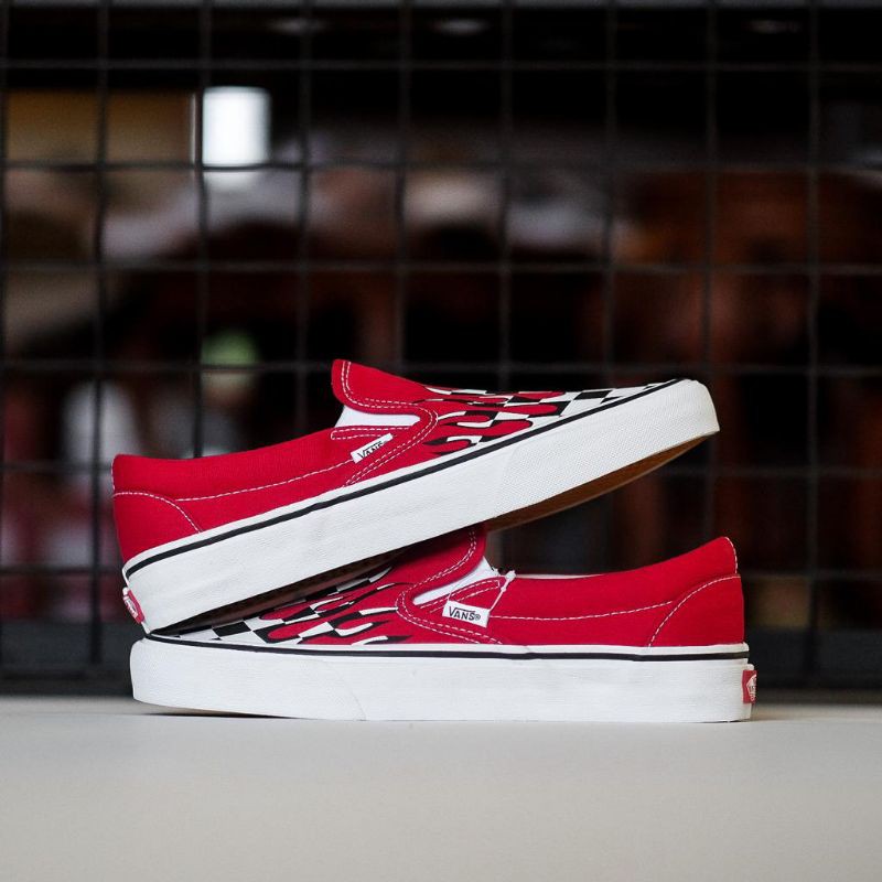 Vans Slip On Checkerboard Flame Red