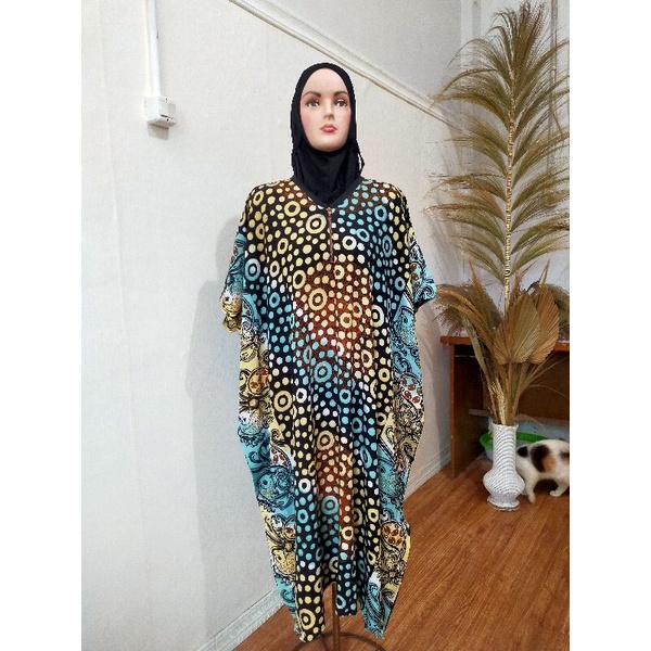 DASTER KAFTAN ALL SIZE BAHAN KATUN DINGIN MOTIF POLKADOT BY SHELLASAUKIA