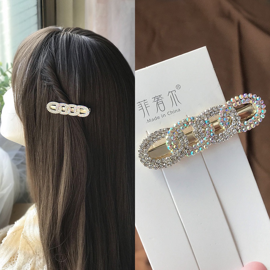 Korean Full Pearl Diamond Hair Clip Crystal Rhinestone Chain Hairpin For Girl Hair Accessories