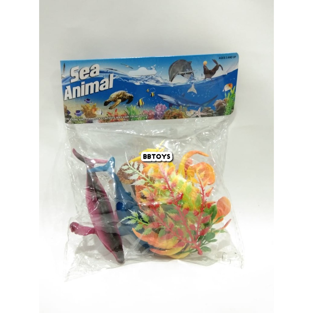 Mainan set binatang Laut Karet - Sea Animal 6pcs - H163S / TS11 / TS12