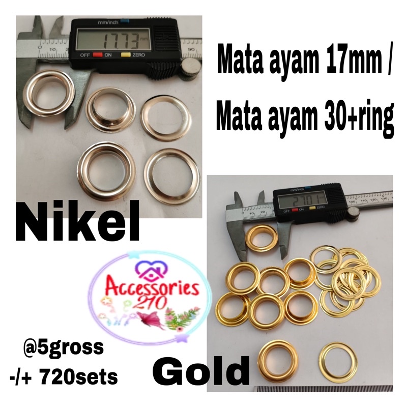 Mata ayam eyelet 17mm / mata ayam 30 + ring / 5gross
