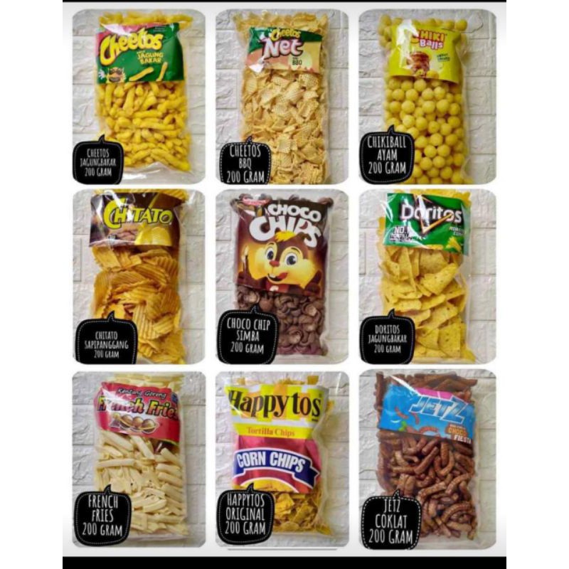 

Sncak branded kiloan cheetos,jetz, happy toys, choco chip, chitato, cheetos net