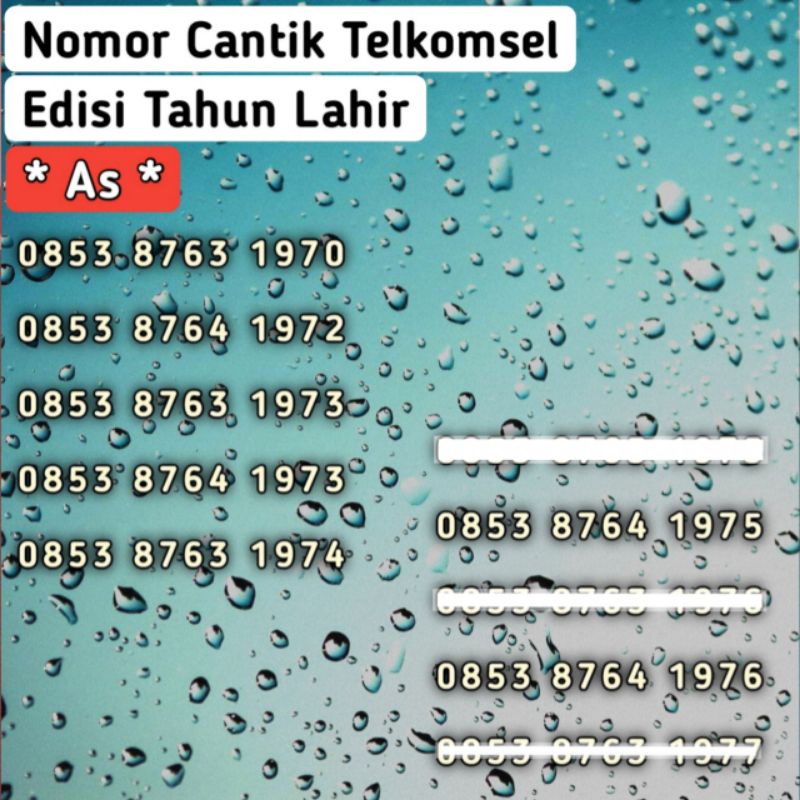 Nomor Cantik Kartu Perdana Telkomsel AS Seri Tahun Lahir (4G LTE)