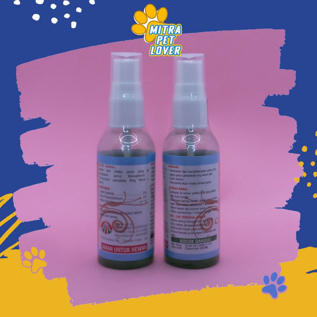 OBAT ANTI JAMUR KELINCI - FUNGI K SPRAY 60ML ORIGINAL - CAIRAN SEMPROT ATASI JAMUR GATAL RABBIT AMPUH AMAN SEHAT - ANTI KETOMBE , BOTAK &amp; LUKA INFEKSI - MURAH ASLI - GARANSI - KUALITAS PET ANIMAL TAMASINDO VITAMIN HEWAN BINATANG PELIHARAAN MITRAPETLOVER