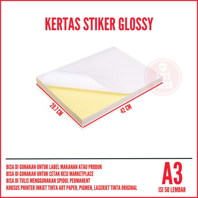 

(BISA COD) Kertas Stiker Glossy A3 isi 50 lembar / Kertas Stiker A3 Glossy TERBARU Kode 700