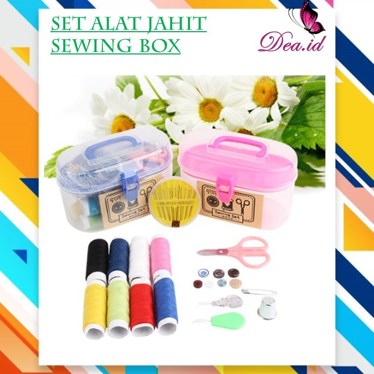 [DEASHOP] Sewing Kit Box Kotak Benang Jarum Jahit Dengan 8 pcs Benang