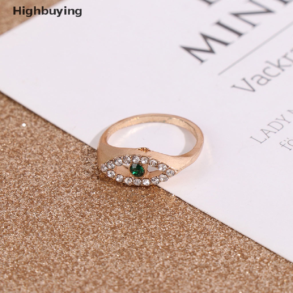 Hbid 6pcs / set Cincin Metal Vintage Adjustable Desain Ular Hias Kristal Berlian Imitasi Hijau Untuk Wanita