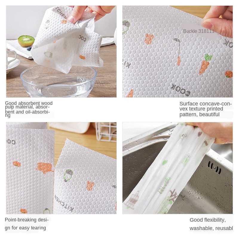 (BISA COD) RVOSTR EOU HOME Tisu Kertas Reusable Paper Towel 1 Roll (50 Helai) - MB104P