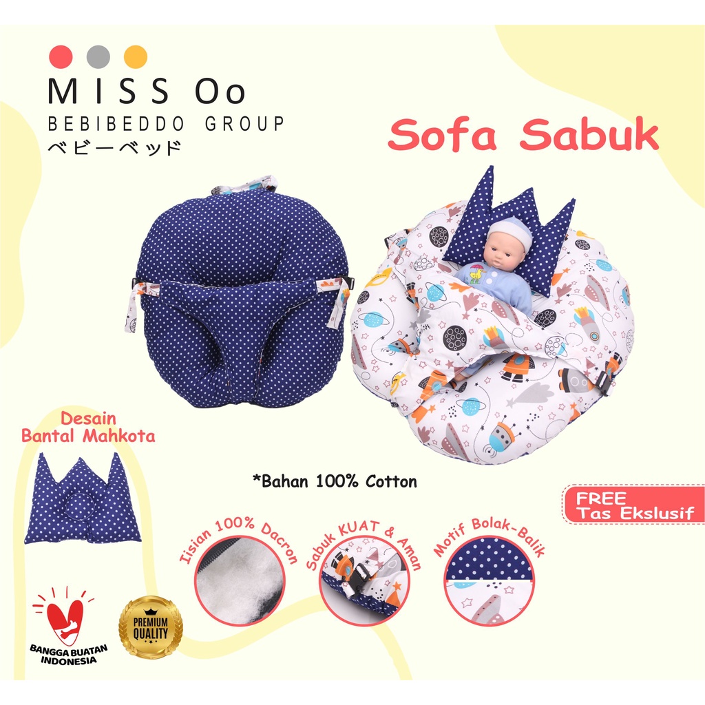 Sofa Bayi Multifungsi dengan Gesper Pengaman Free Bantal Peyang dan Tas Serut COD ready [ Merk Bebibeddo ] ]