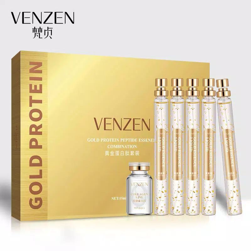 [ORIGINAL] VENZEN GOLD PROTEIN LINE PEPTIDE Tanam Benang Tanpa Jarum Serum Perawatan kecantikan gold-1set