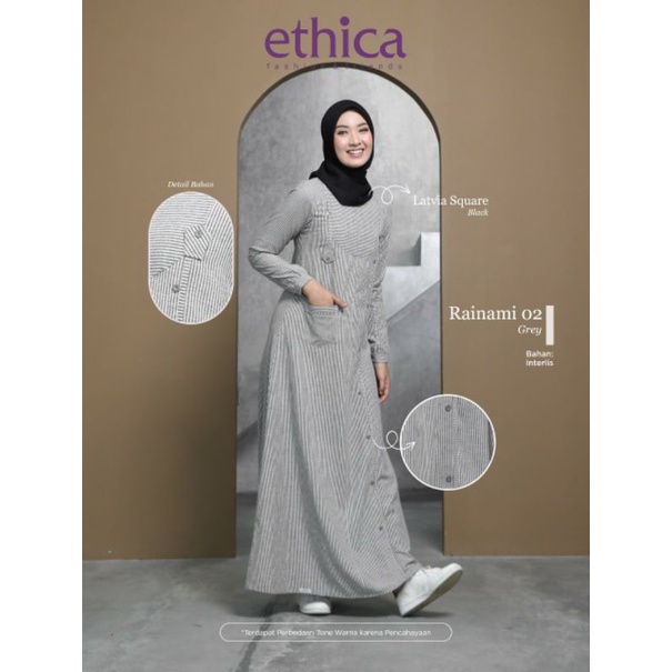 Dress Ethica Rainami 02 Maple Sugar Rainami 02 Grey Rainami 02 Brown Baju Gamis Muslim Terbaru