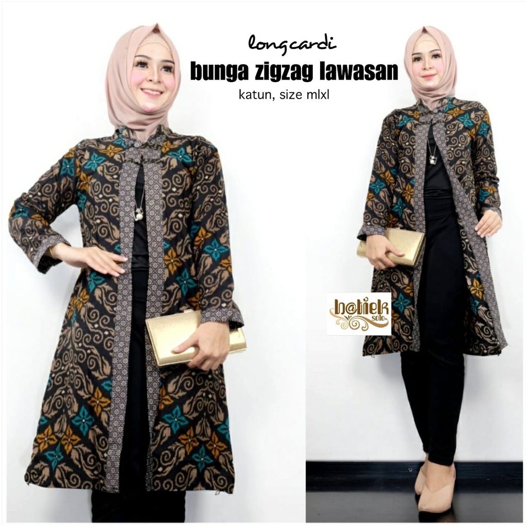 Longcardi Bunga Zigzag Lawasan Aluna Batik Marini Outer Outerwear Cardigan Kardigan Kantor Seragam