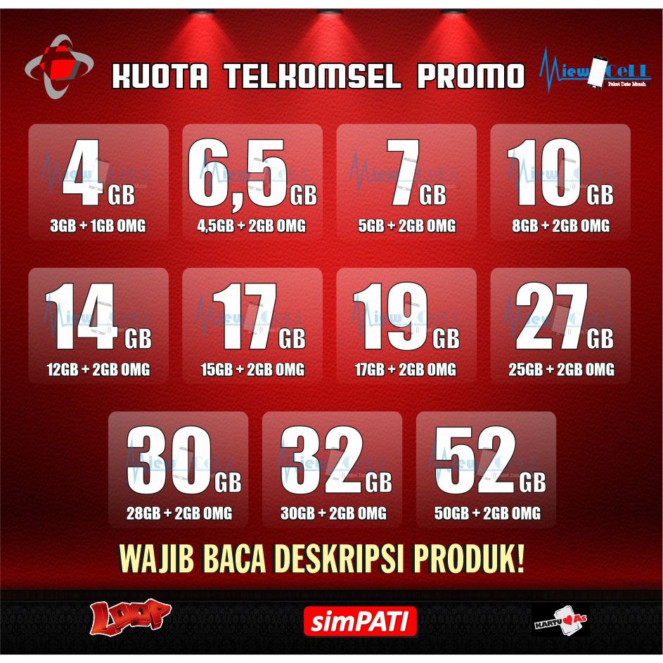 Promo Paket Internet Telkomsel Simpati As Loop Omg 4gb 7gb 10gb 14gb 17gb 19g 27gb 30gb 32gb 52gb Shopee Indonesia