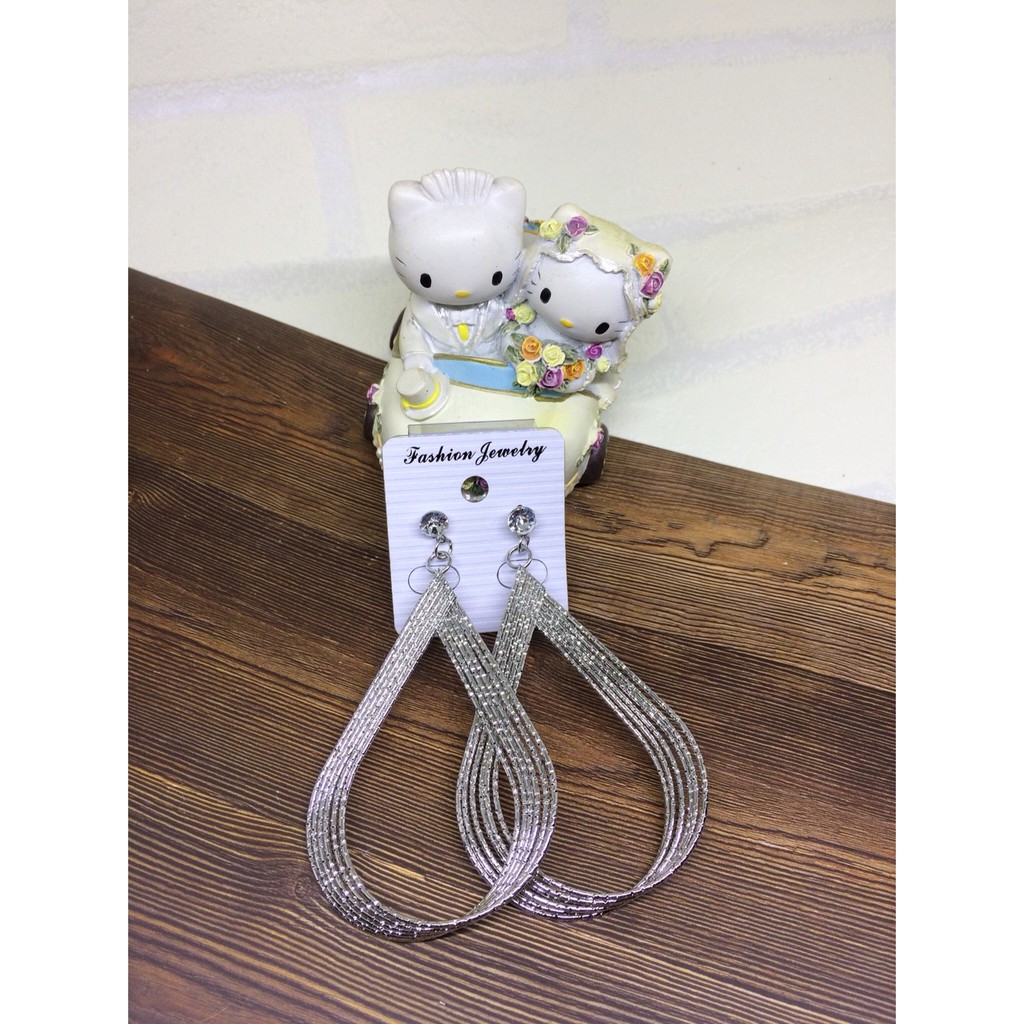 ANTING GANTUNG DROP EARRING BULAT BESAR ANTING IMPORT BENTUK UNIK ANTING PESTA SILVER