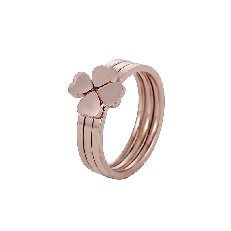 Cincin Titanium Clover 1 Set Isi 3 Anti Luntur Anti Karatan Rosegold