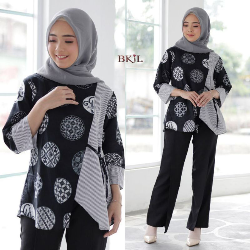 Baju Batik Wanita Modern Atasan Blouse Batik Kerja Wanita Kantor M L XL XXL