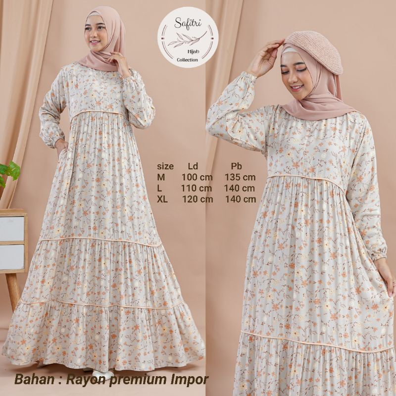 Gamis Rayon Premium Impor by ORI SAFITRI Size M L XL