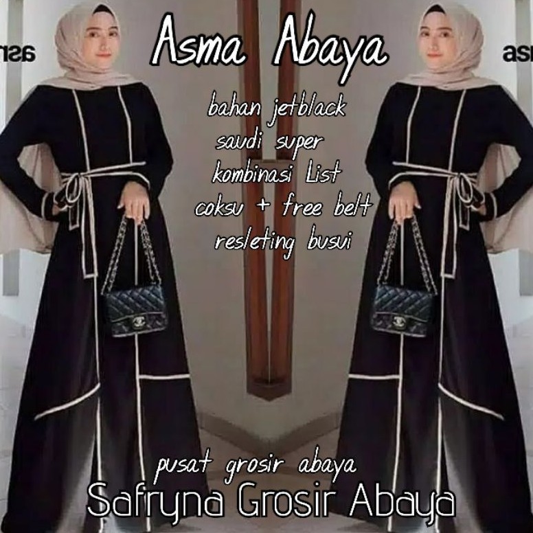 New Exclusive Abaya Gamis Htm Saudi Fashion Muslim Arab Syari Zephy Turky Umroh india Dubay ASMA Busui free belt bestseller by safryna grosir abaya