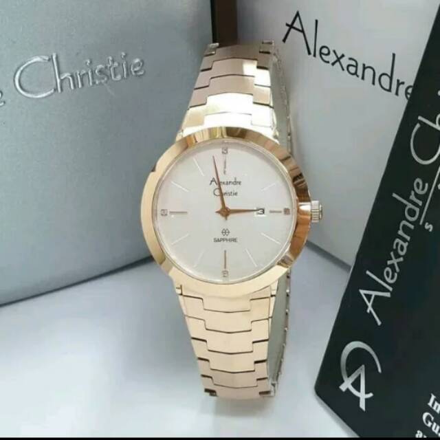 Jam Tangan Wanita Original Alexandre Christie Ac 8568 Rosegold