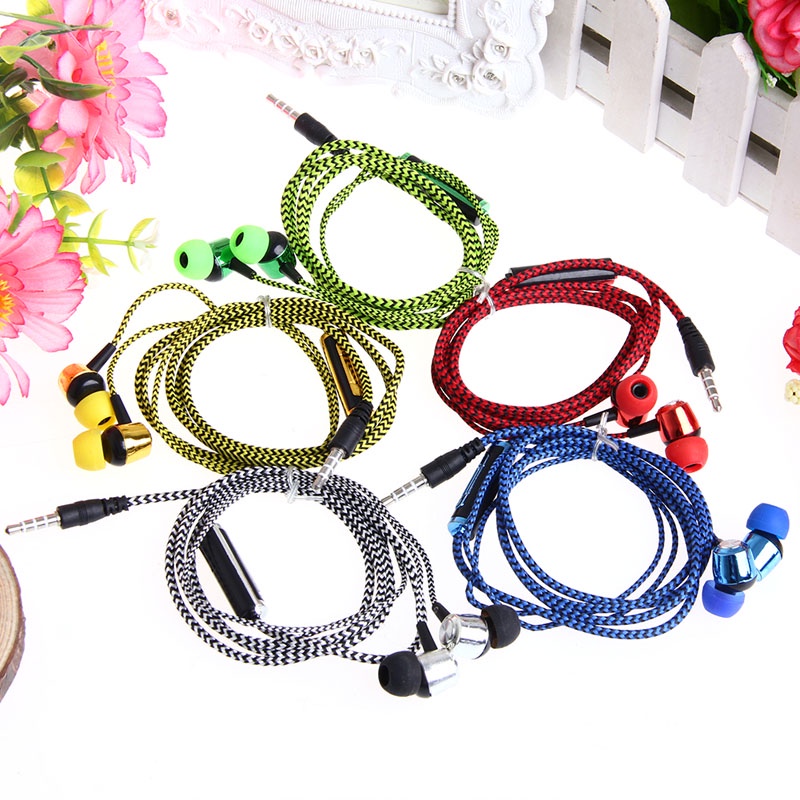 Zzz Earphone Headphone In-Ear 3.5mm Dengan Mic Braided Headset Untuk Telepon New