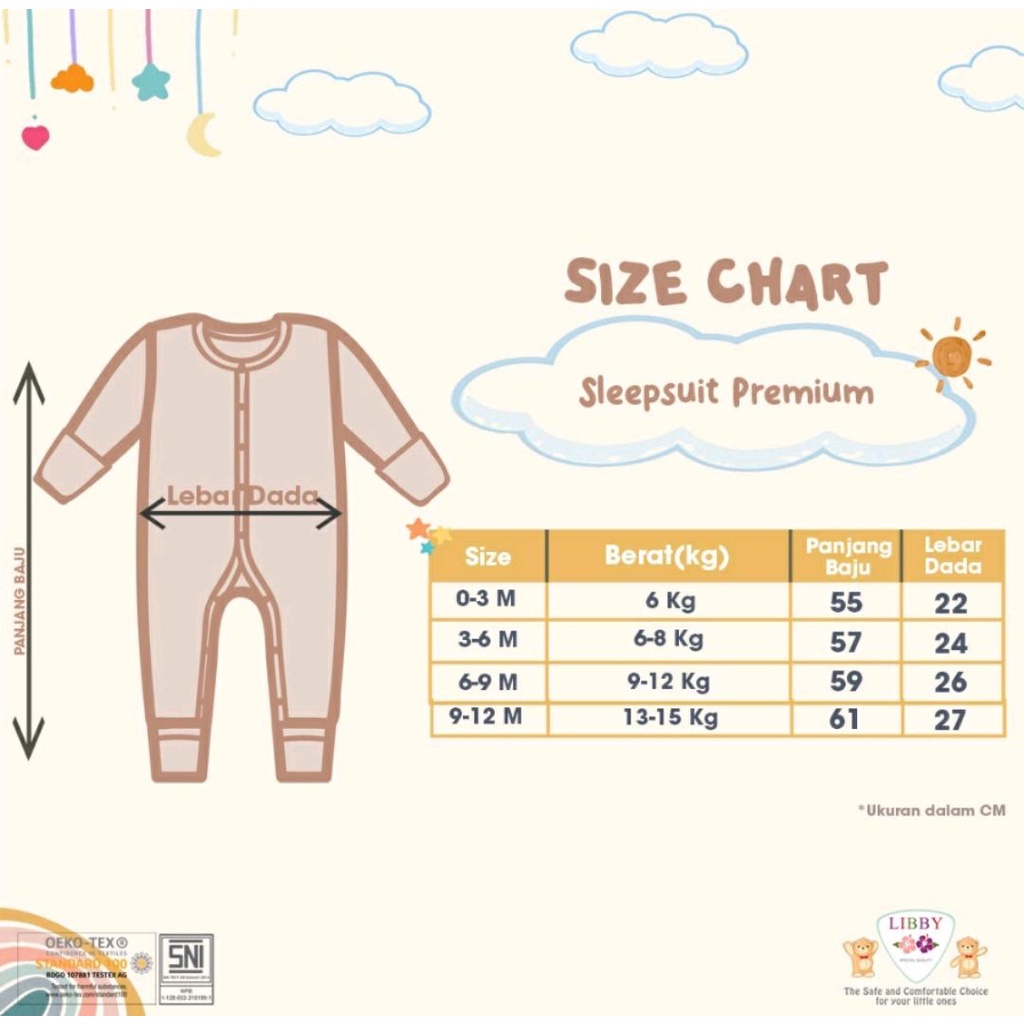 LIBBY SLEEPSUIT KANCING PREMIUM PRINT MOTIF ISI 1 / JUMPER BAYI