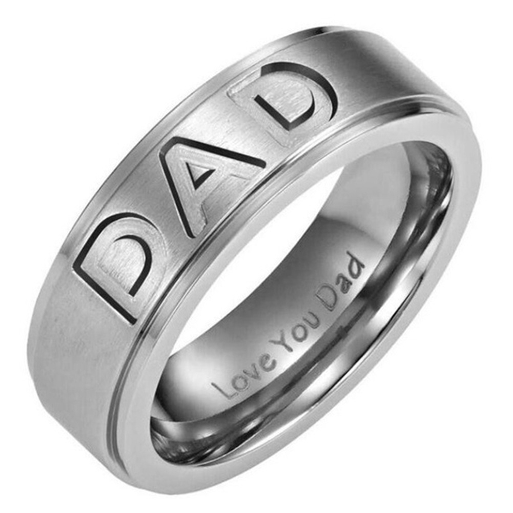 Hu Hu Hu Hu Hu Alat Bantu Pasang Kacamata♡ Cincin Stainless Steel Motif Ukir Tulisan Dad Untuk Hadiah Hari Ayah