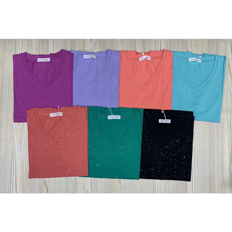 KAOS GLITER LEHER V/KAOS WANITA IMPORT/ATASAN IMPORT