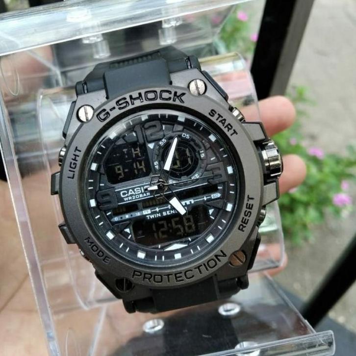 (BIG SALE) Jam Tangan Pria G Shock GST-8600 Metal Full Black Tampilah Mewah Murah & Elegan Bonus Tas