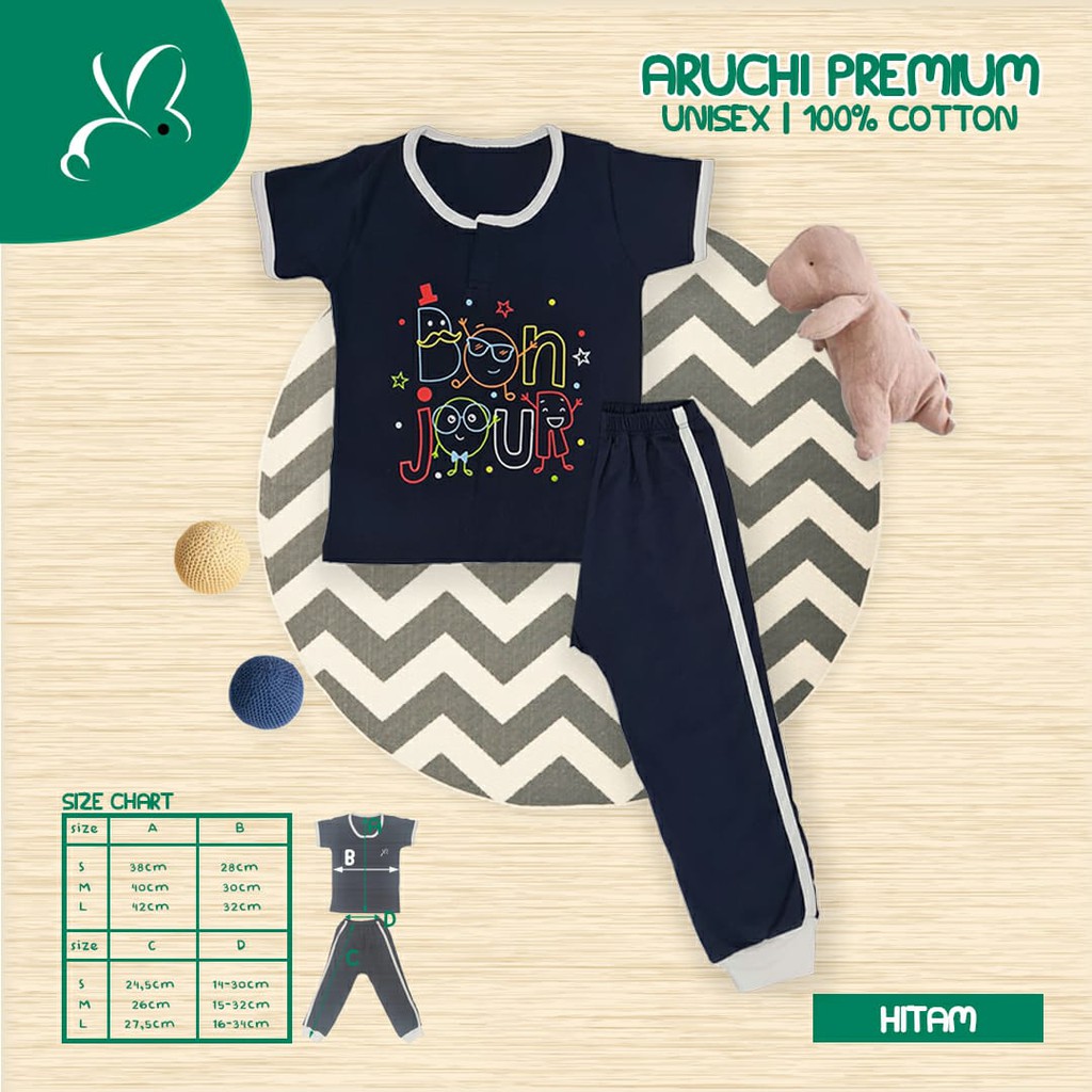 PROMO Aruchi setelan piyama anak Retro Playset Baju anak Pendek SABLON + Celana Panjang 2-5 Tahun