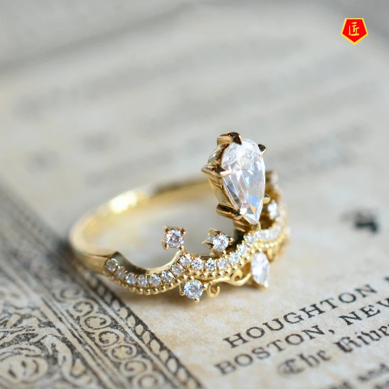 [Ready Stock]Elegant Fashion Crown Moissanite Ring