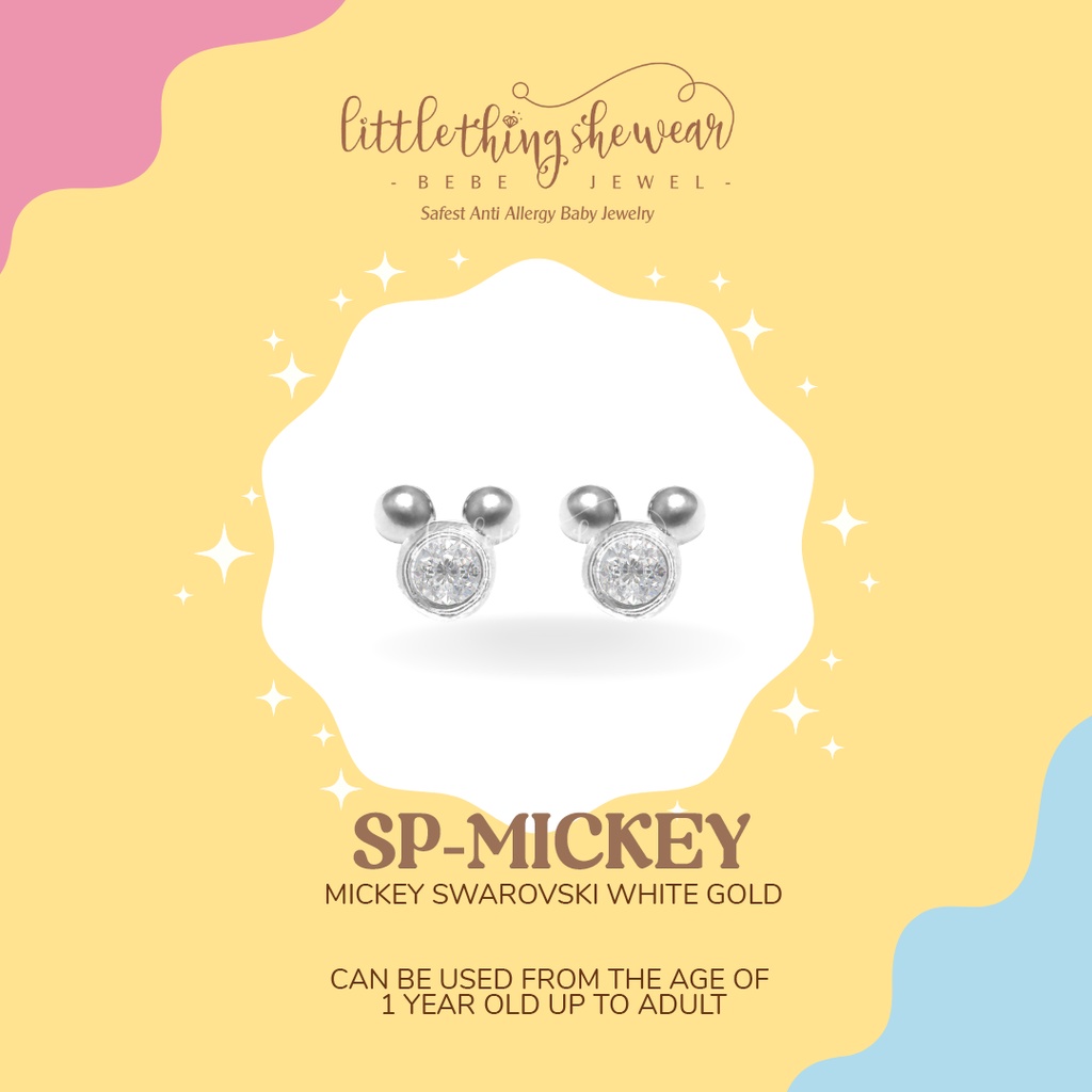 Anting Anak Littlethingshewear Mickey Swarovski White Gold Toddler