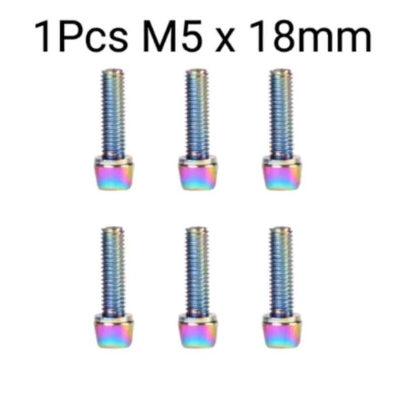 Baut M5 Stem 1 pcs rainbow pelangi size M 5 x 18mm model kunci L untuk baut FD tempat bottle cage sepeda mtb roadbike road bike lipat seli folding bike