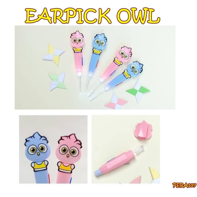 PERA107 EARPICK LAMP OWL/ Karakter/ polos / KEROK KUPING / PEMBERSIH TELINGA