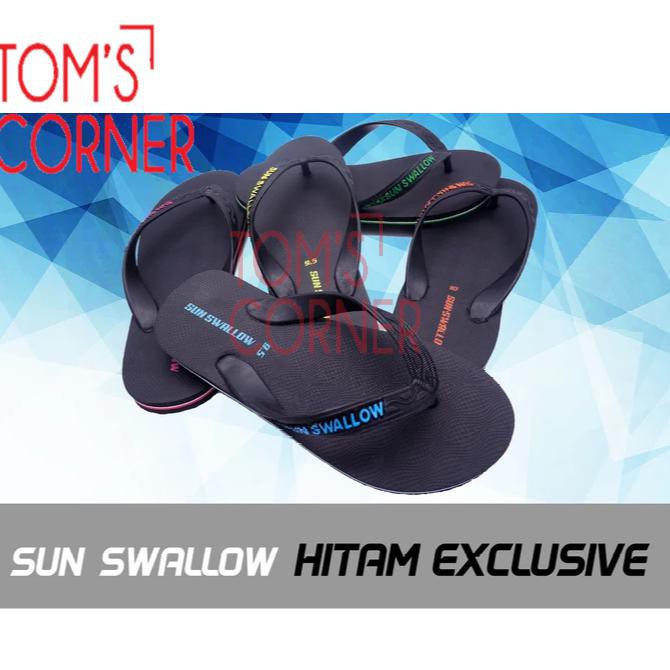 KUALITAS TERBAIK SANDAL SUN SWALLOW HITAM | SENDAL JEPIT PRIA WANITA | HITAM EXCLUSIVE - HITAM