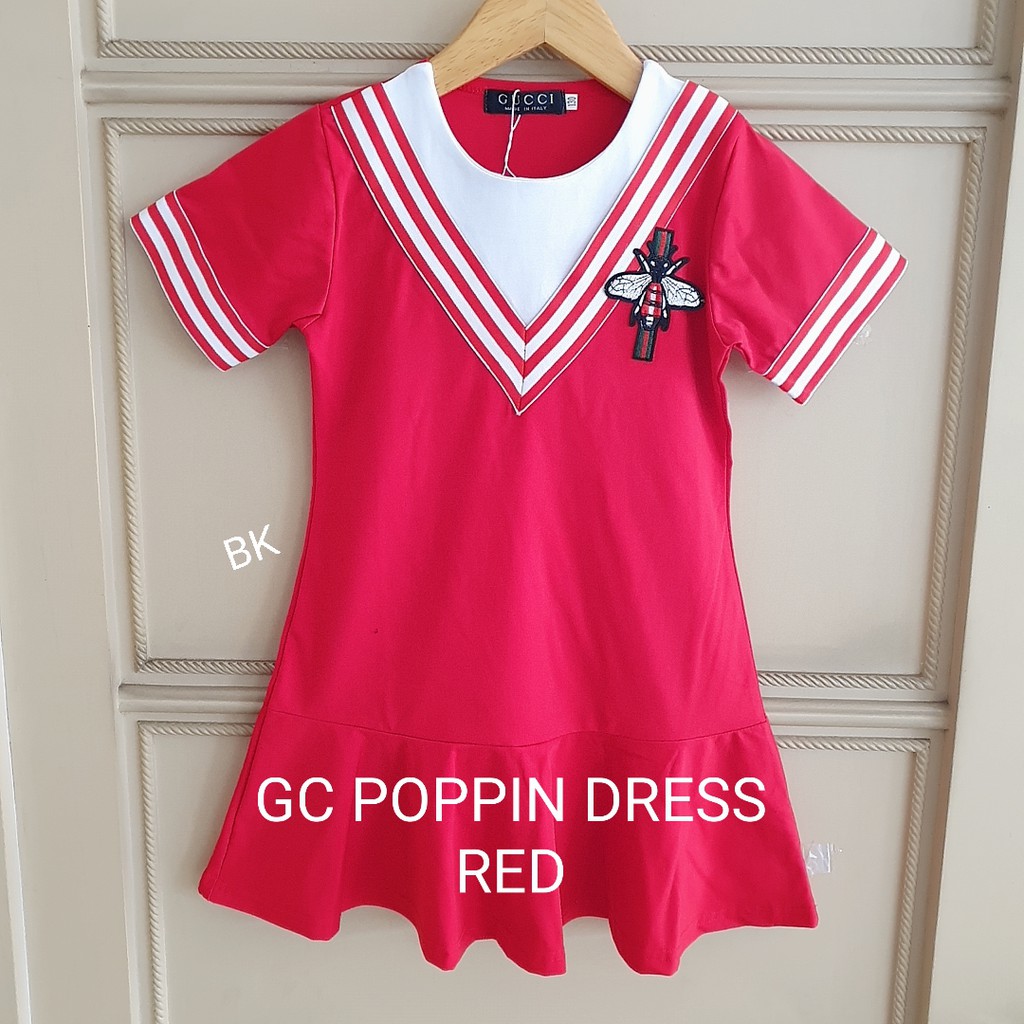 GC POPPIN DRESS / DRESS CASUAL ANAK KOREA IMPOR / BAJU SANTAI ANAK DAILY MERAH / DRES ANAK PEREMPUAN