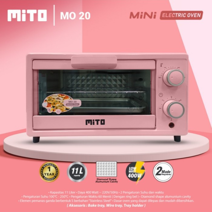 OVEN MO-20 MITO Oven Electric Mini 11 Liter Low Watt Hemat Listrik ( Khusus JABODETABEKKAR)