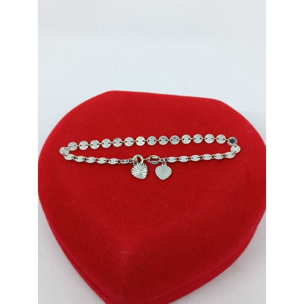 GELANG ASLI PERAK LAPIS EMAS 925/GELANG RANTAI KOIN MINI 2LOVE UKIR/GELANG ASLI SILVER/GELANG FASHION WANITA