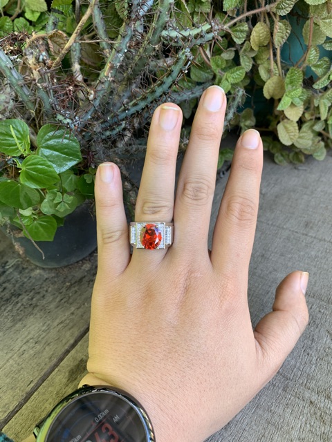 Cincin Pria Perak Batu Akik Safir Biru Rubi Merah Mewah Minimalis Kantoran High Quality