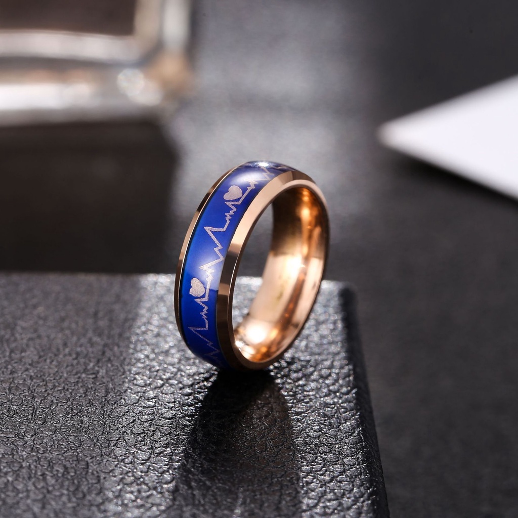 Baja Titanium stainless steel cincin pasangan cincin yang sensitif terhadap suhu berubah warna suasa