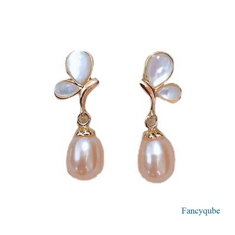 Anting Juntai Bentuk Kupu-Kupu Hias Mutiara Warna Pink Untuk Wanita Butterfly