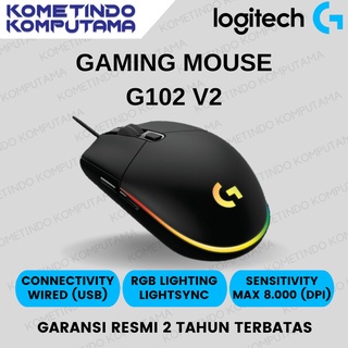 BLACK LOGITECH G102 V2 LIGHTSYNC GAMING MOUSE 100% Original HITAM