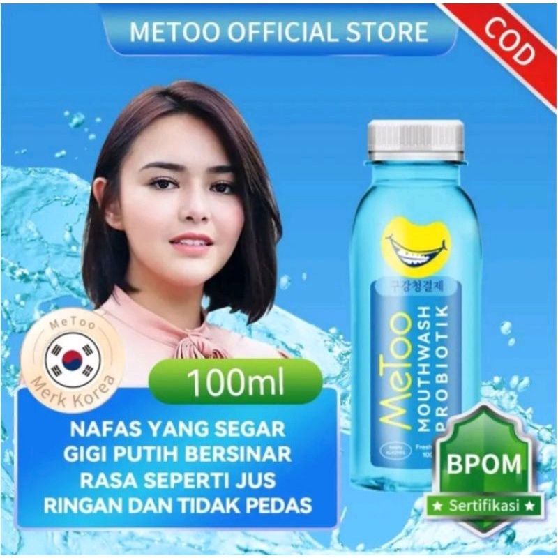 ‼️READY‼️METOO OBAT KUMUR PROBIOTIK FRESH MINT MOUTHWASH / OBAT KUMUR BPOM 100ml