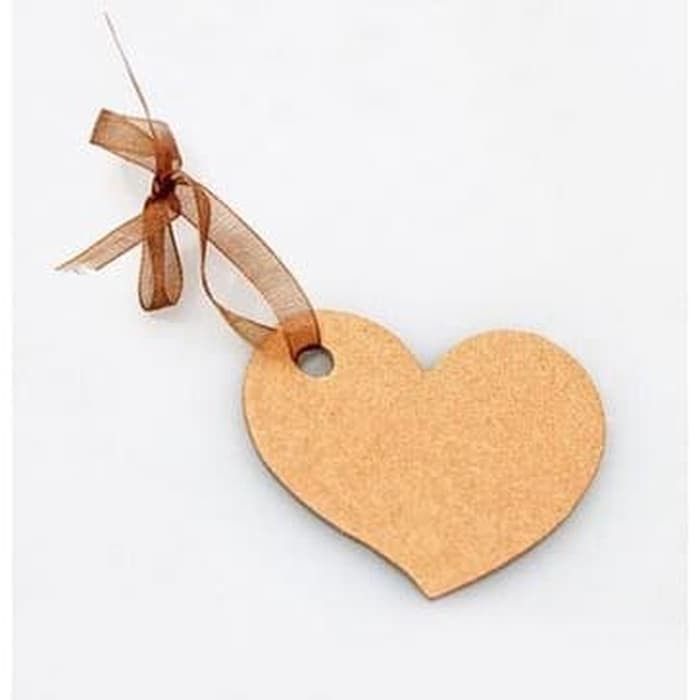 Paper Hang Tags - Heart Shape Blank Tag Kraft 45x40mm (10pcs)