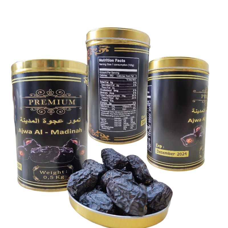 

Kurma Nabi//Ajwa Madinah Kemasan Jumbo Kaleng 500gr Premium