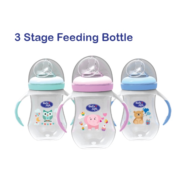 Baby Safe 3 Stage Feeding Bottle Botol Susu 3 Tingkat Dot Pegangan Cucupan WN30