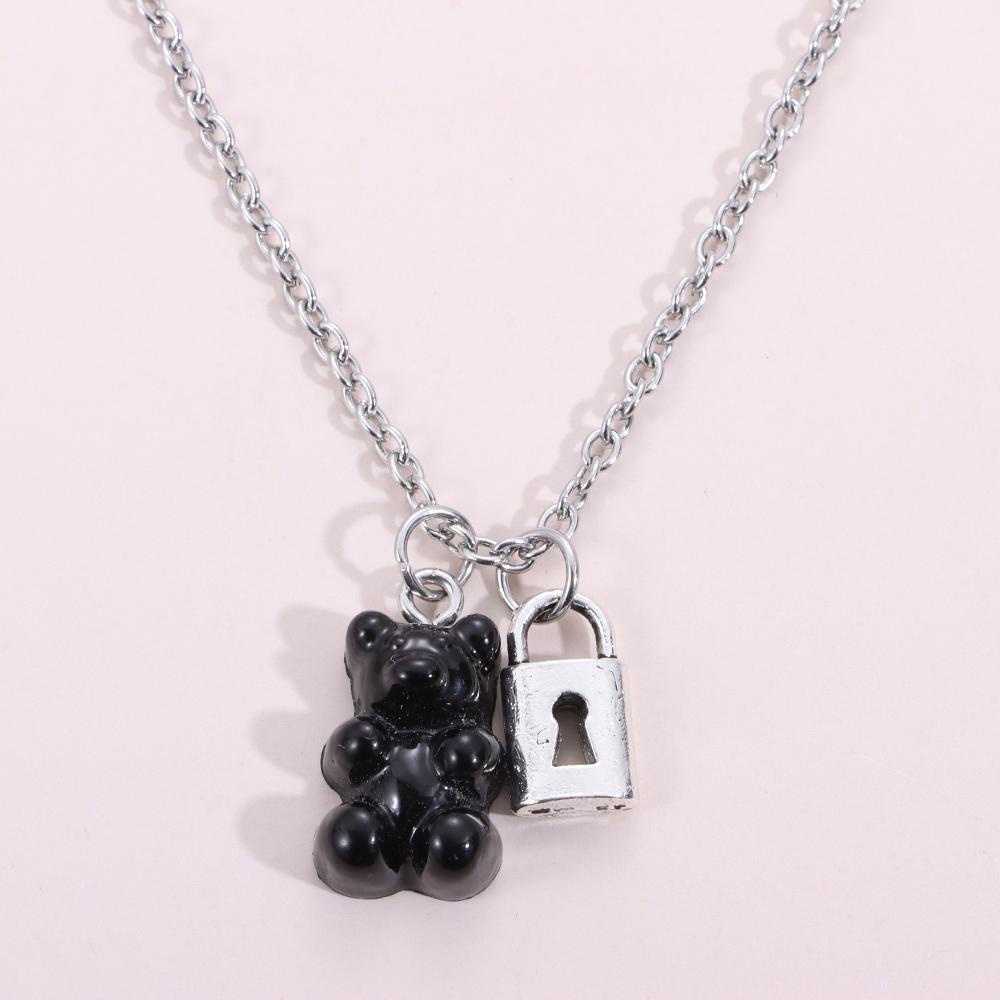 R-flower Bear Pendant Kalung Untuk Wanita Gadis Link Hadiah Pesta Pendant Choker