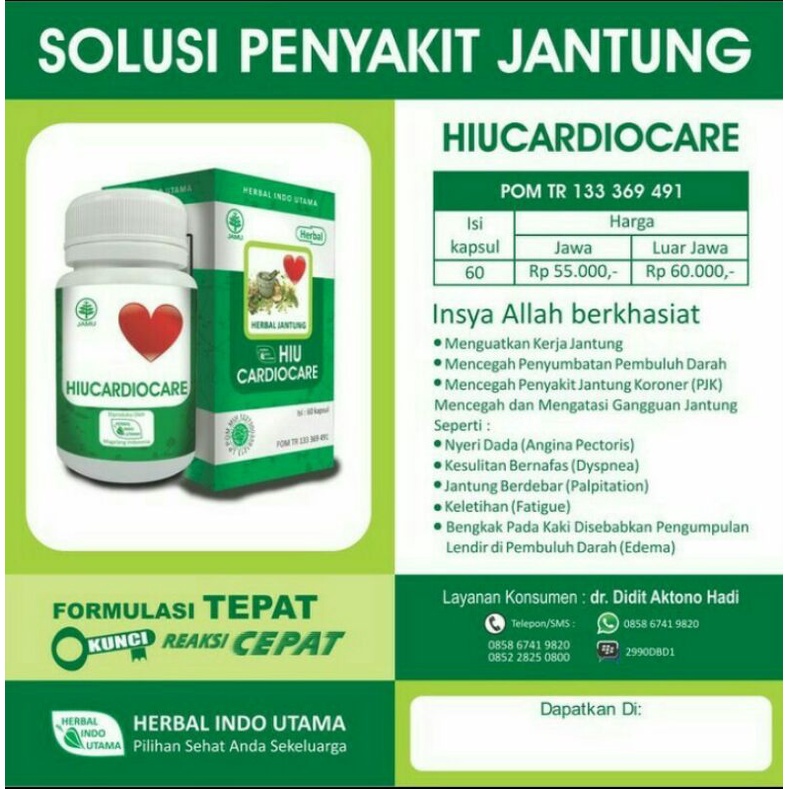 

HIU Cardiocare Herbal Jantung Aman Berijin POM