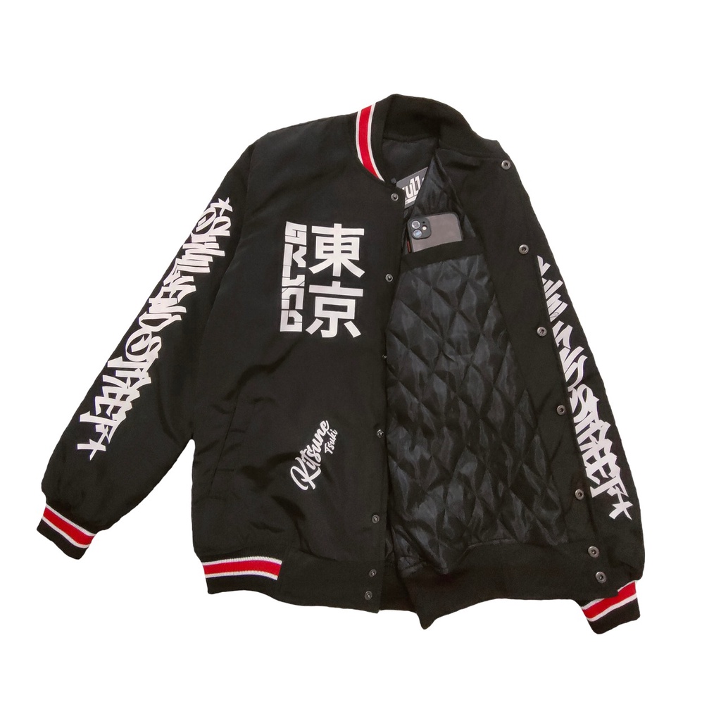 SKULLEND Varsity Jacket Baseball Pria Wanita Full Printing  Premium - Kitsune Tsuki