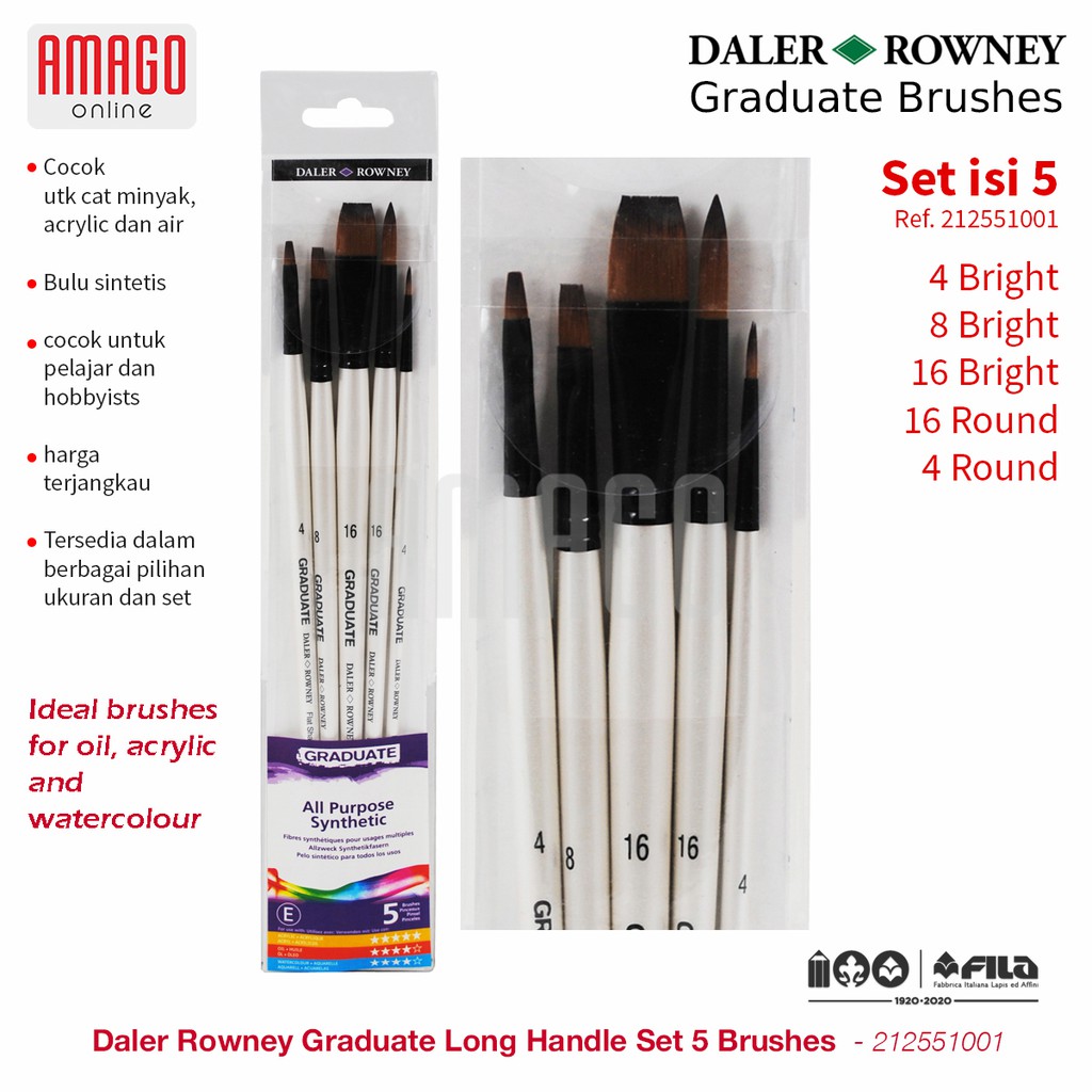 

KUAS DALER ROWNEY - GRADUATE BRUSH - LONG HAND SET 5 - 212551001